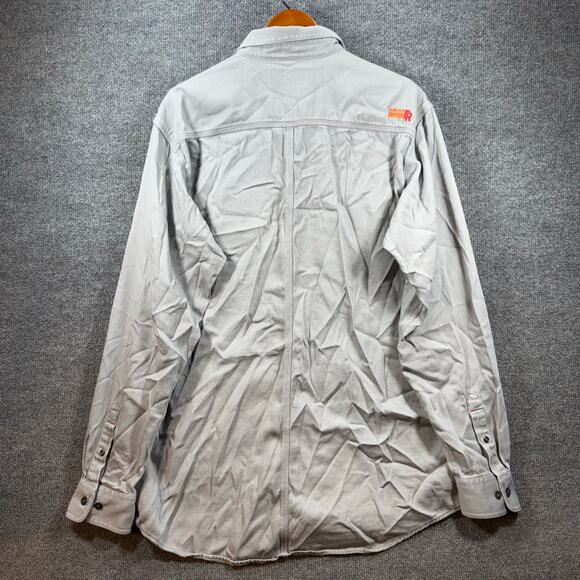 Ariat Work FR Button Up Shirt Men's XLT Beige Work Shirt Western Flame Resist - Picture 10 of 11
